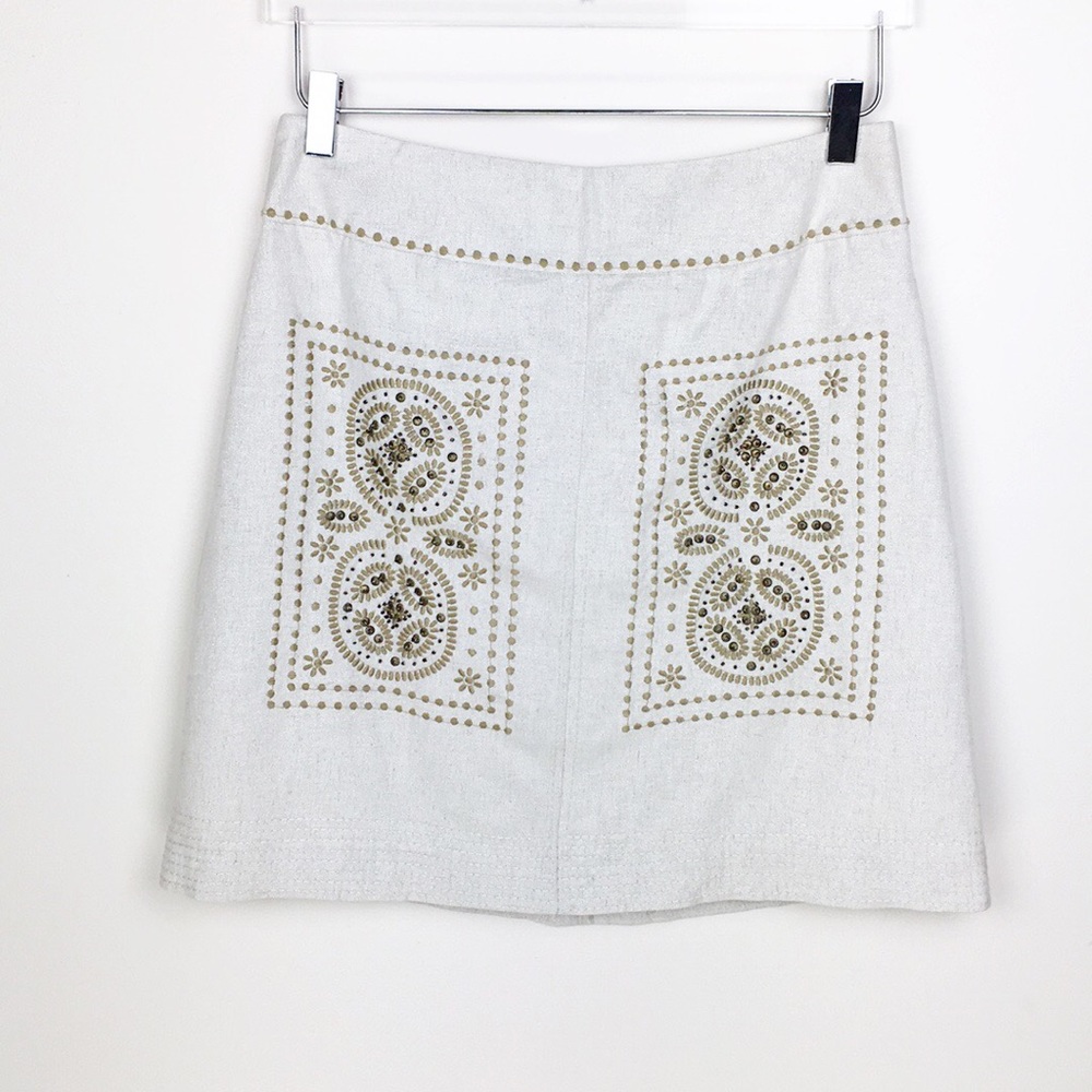 Anthropology Floreat Embellished Embroidered Skirt